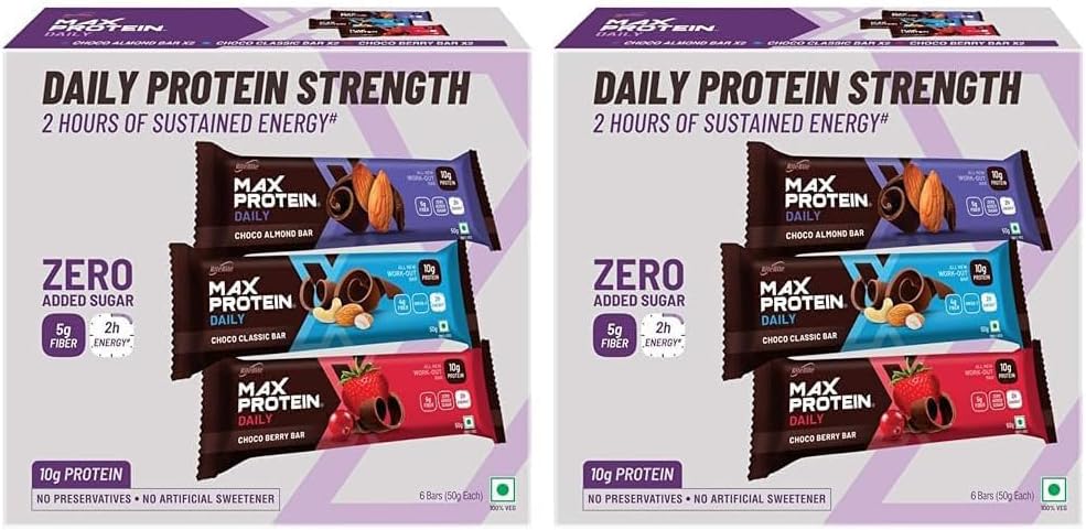 RiteBite Max Protein Daily Assorted Mixed Nuts 10G Protein Bars (Pack Of 12, 600 Gram)