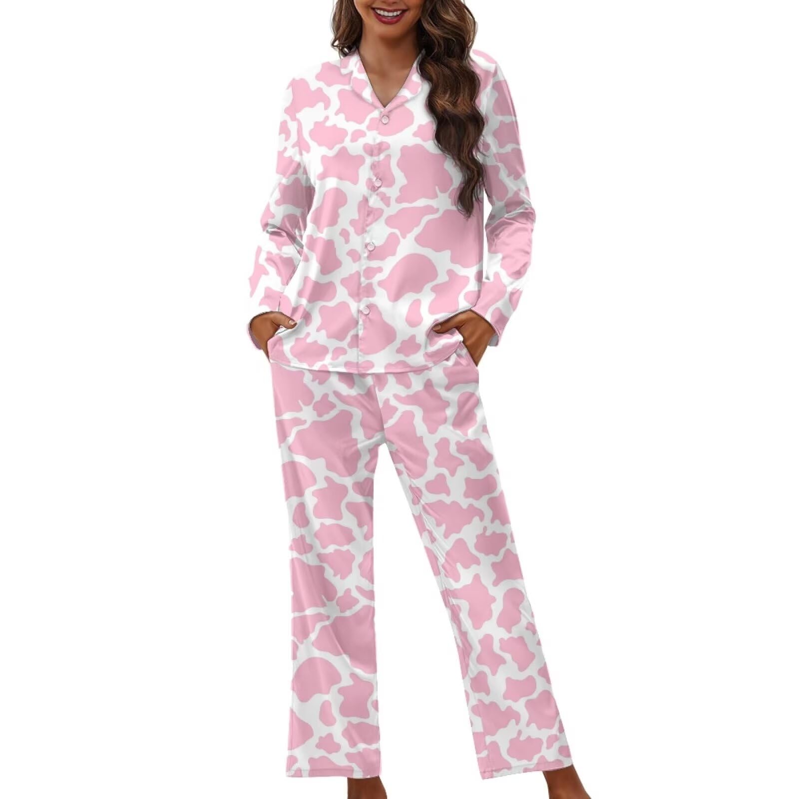 Pyjama femme imprimé vache rose idéal pour cocooning - 8