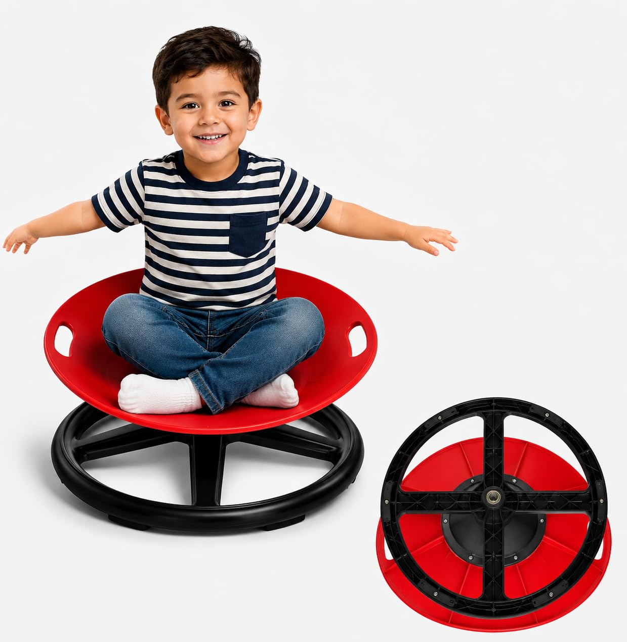 UNIVERSAL COMFORT Sensory Spinning Chair for Autism, Non-Slip Design (Red)