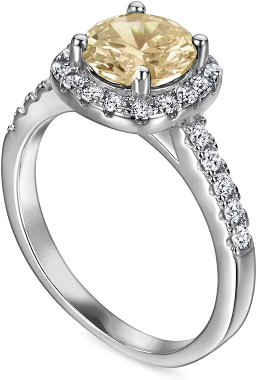925 Sterling Silver Rings for Girls Engagement Rings for Women Elegant Design 4 Prong Round Cubic Zirconia Womens Ring Trendy Size 5-10