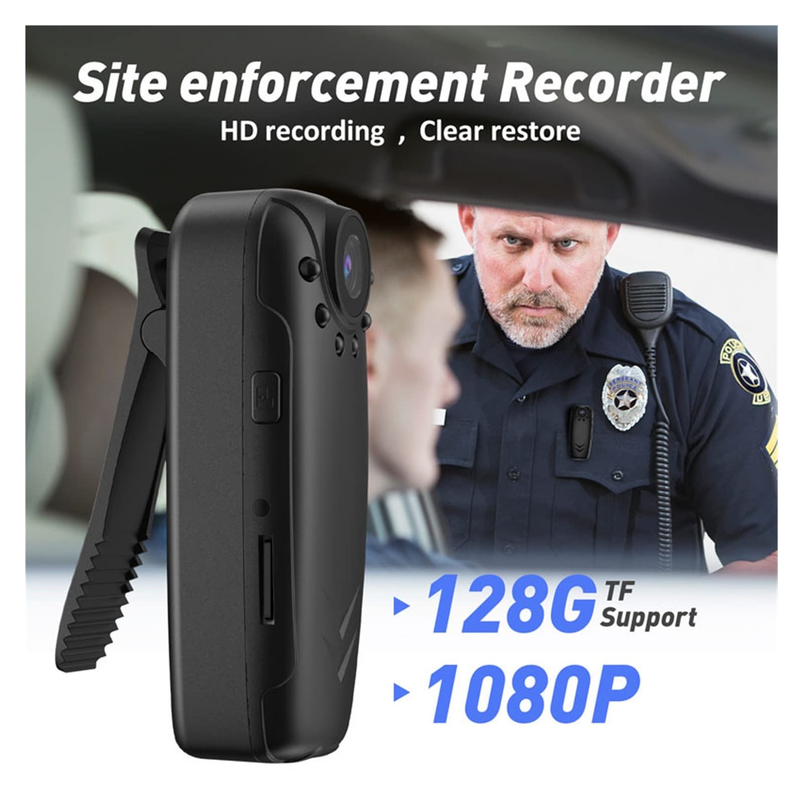 Action Cam, Registratore video 1080P for applicazione della legge con mini videocamera Videocamera portatile professionale for riunioni con videocamere a lunga durata della batteria ,All'aperto, Sport