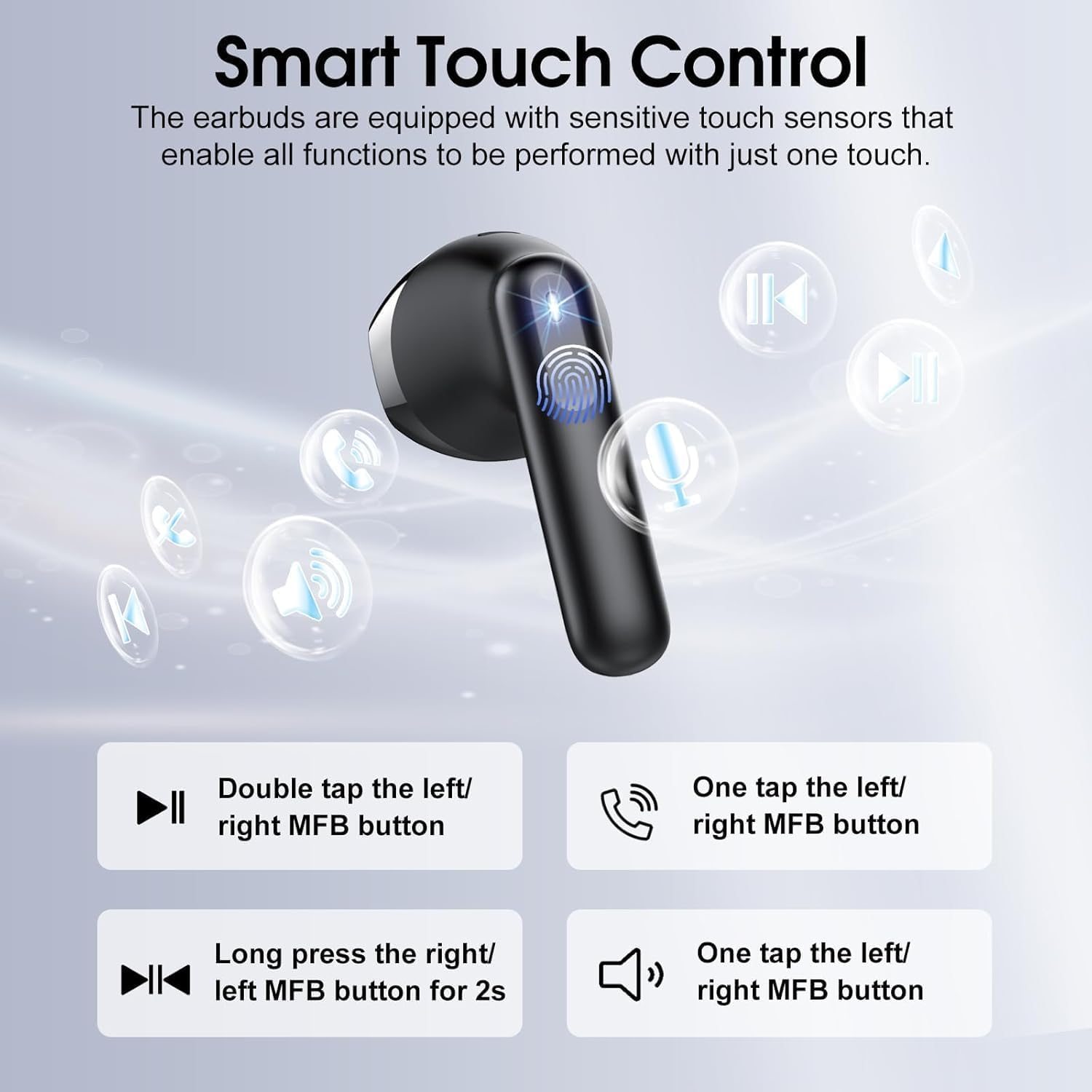 Wireless Earbuds, Bluetooth 5.4 Headphones with 3D Bass Stereo Sound, 40H In-Ear Buds with 4 ENC Noise Cancelling Mic, Ultralight Bluetooth Earbuds USB-C LED, IP7 Waterproof Earphones for Android iOS