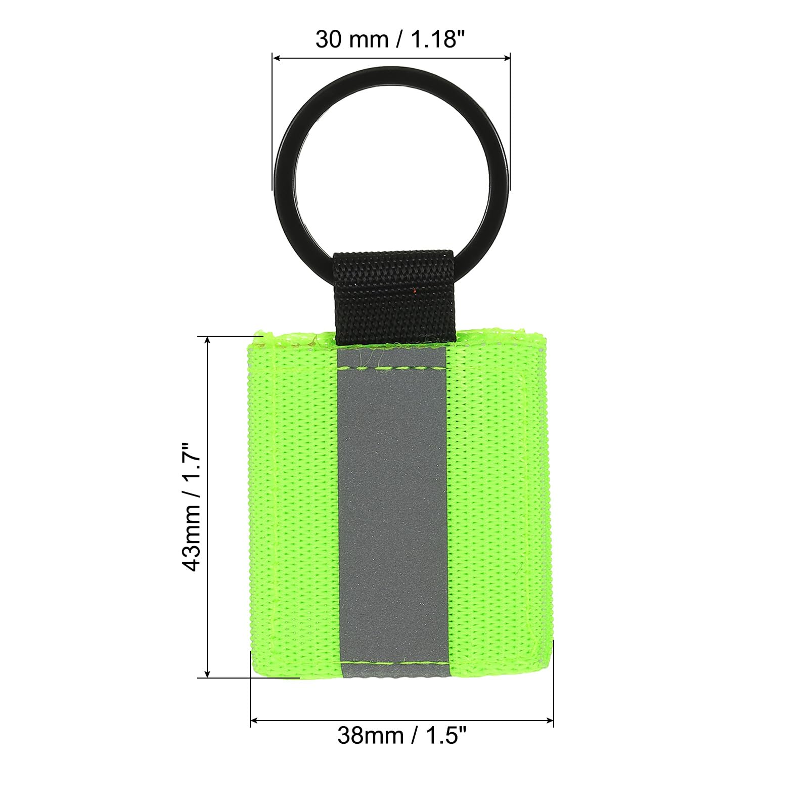PATIKIL Reflective Keychain Tags, 9 Pack Reflective Zipper Pulls Nylon Keychain High Visibility Reflectors Tags for Backpack Pendant Dog Collar, Fluorescent Green