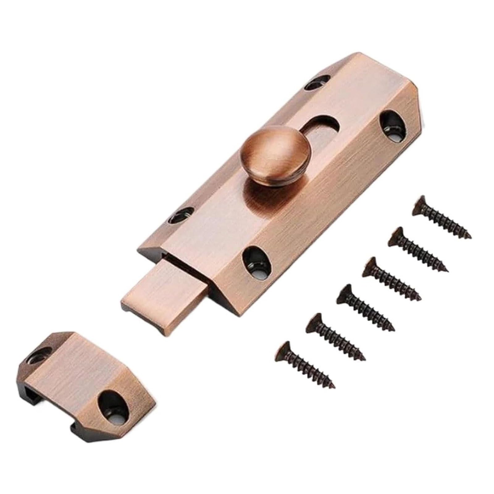 Oufeijia Eur Red Copper Thickened Pure Copper Bolt Lock, Surface Mounted All-Copper Door Latch For Wooden, Antique Anti-Theft(Red Copper)