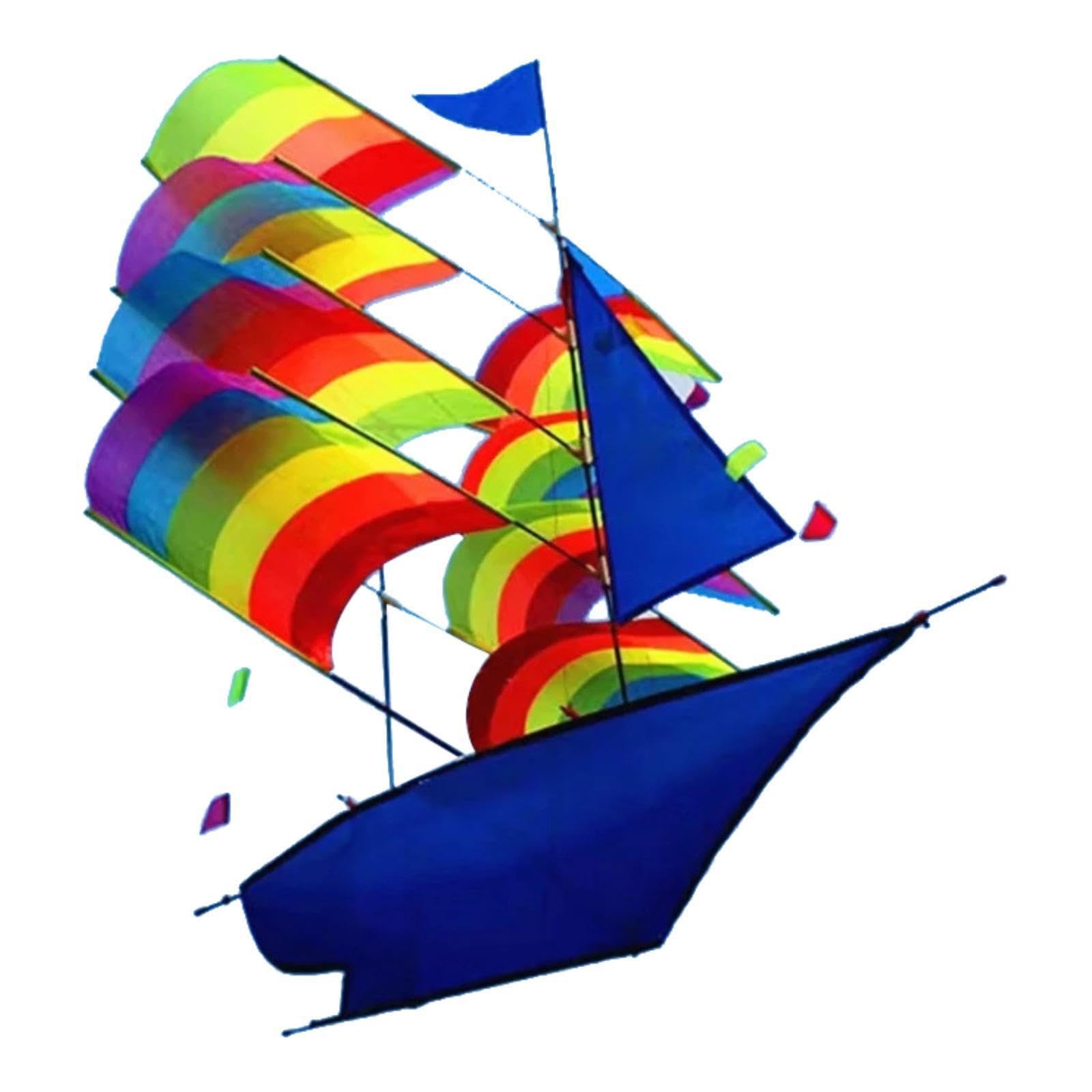 Aquilone a Grande Nave Colorata 3D Arcobaleno Aquilone Giocattolo Volante Giochi all'aperto per Bambini Gioco Attivo e Divertimento Nave Colorata di