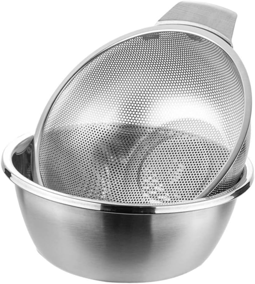 VILLCASE Stainless Steel Drain Basket Kitchen Fruit Vegetable Washing and Draining Colander Multi-functional Filter Basket for Food Storage and Cleaning