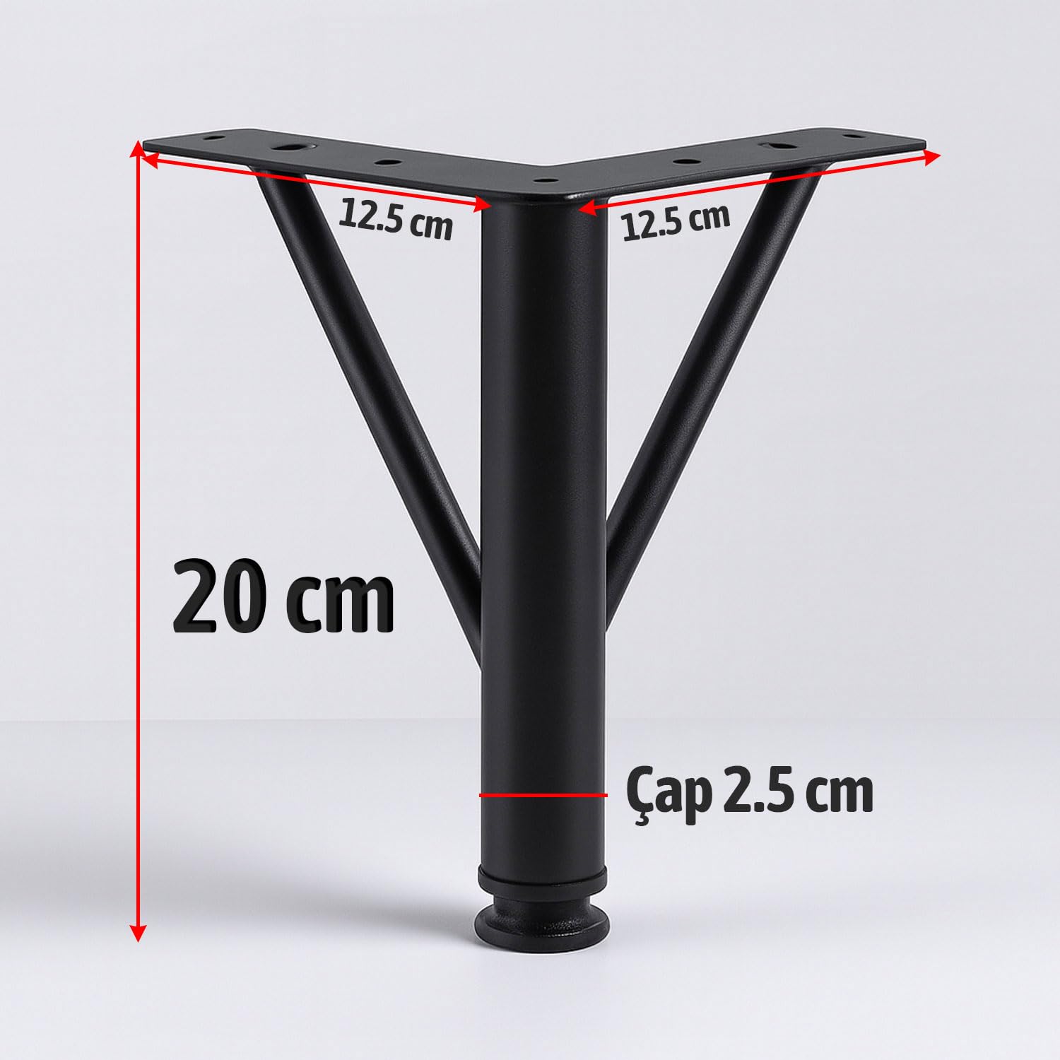 Üçgen Siyah Metal 20 cm Mobilya Ayağı Modern Koltuk Kanepe Dayanıklı Tv Ünitesi Ayağı Ayakları