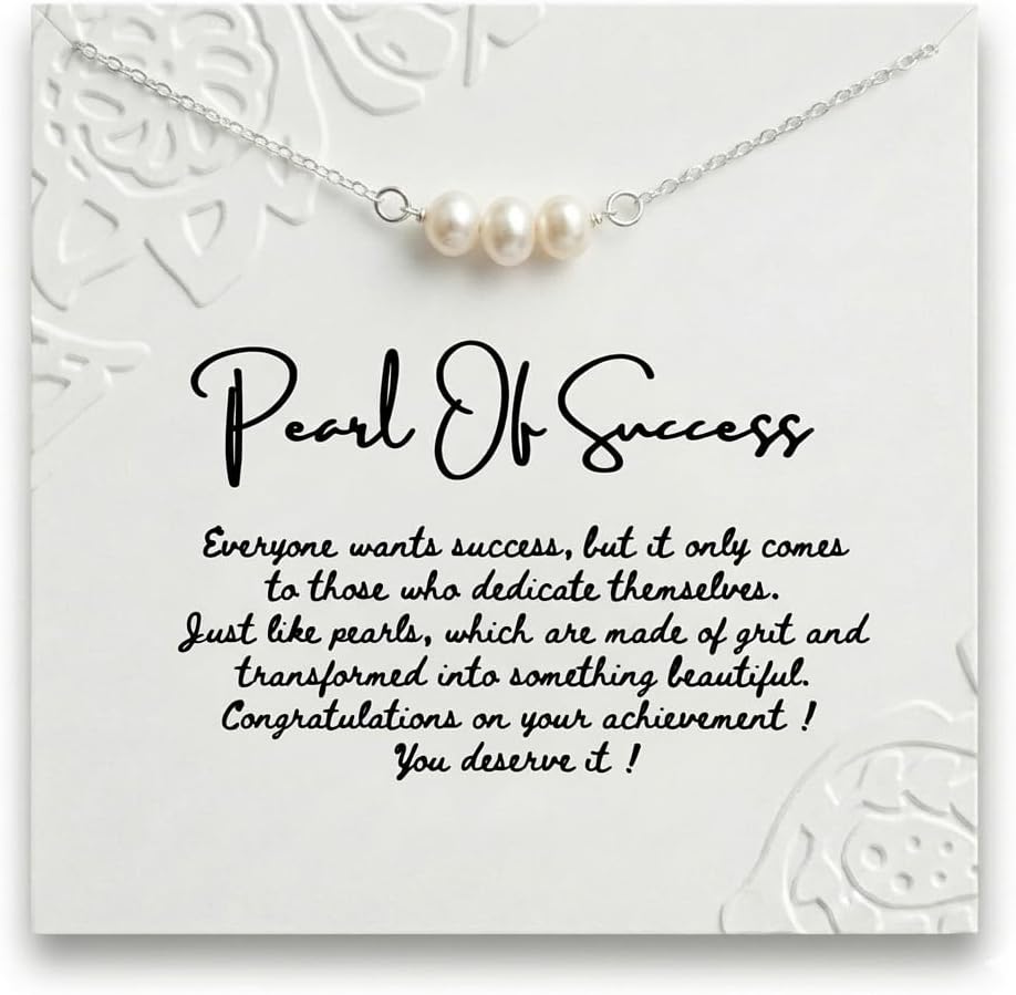 Pearl Of Success Achievement Congratulations Sterling Silver Necklace 17'' - 18'' Length