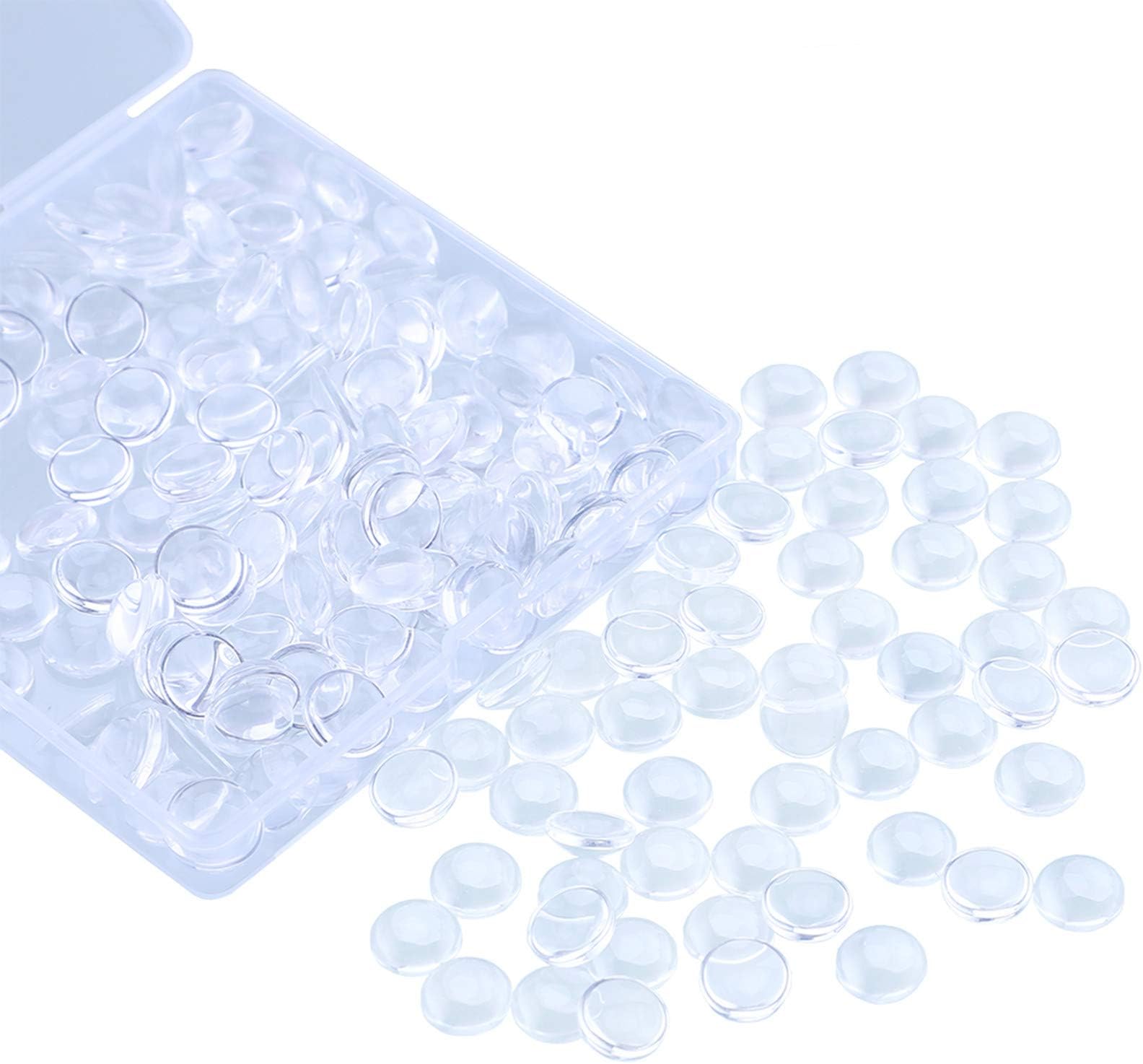 HAUTOCO 200Pcs 12mm Clear Glass Cabochons Round Cabochons Dome Tiles for DIY Earrings Necklaces Pendants Rings Cameo Photo Jewelry Making