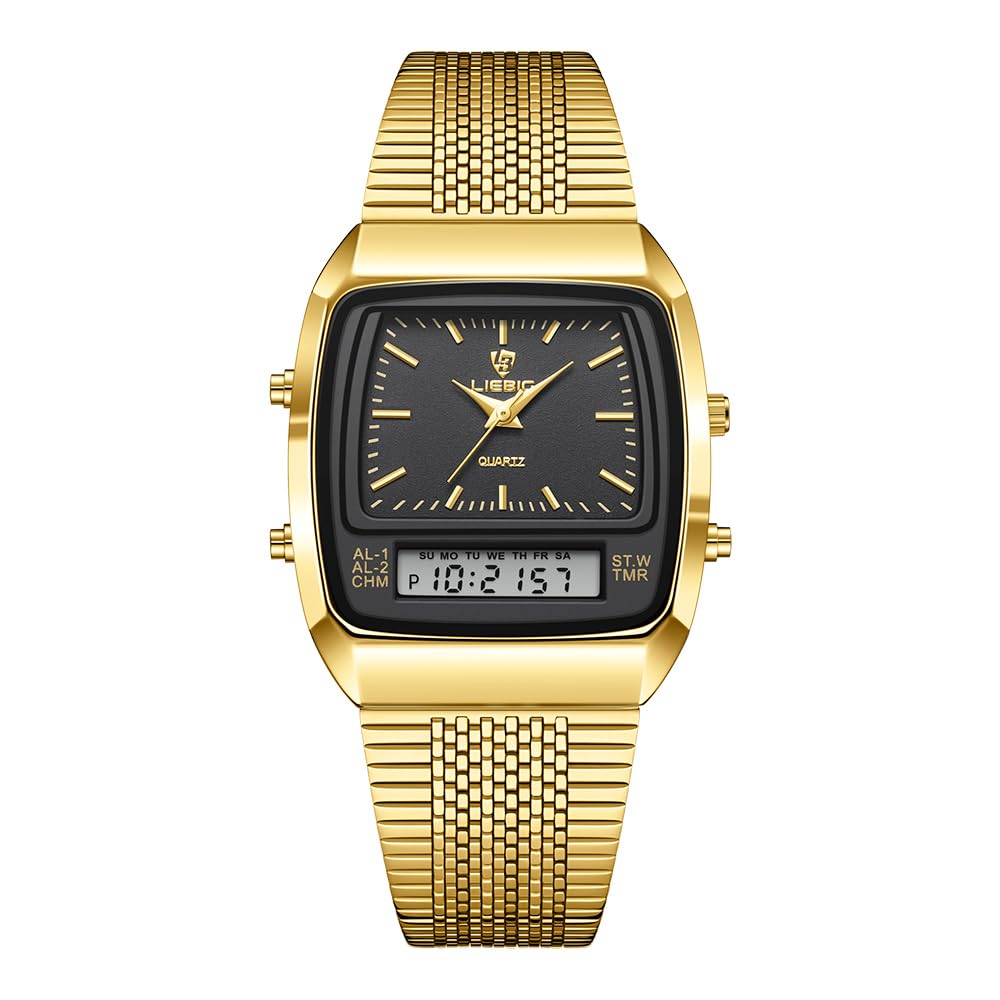 Liebig Stainless Steel Quartz Watch, Men‘s Sport Quartz Watch, Metal Classics Strap Watch for Men Business, Black Dial Black Band, L103004 (B0D9GD1FPH) Amazon Price History, Amazon Price Tracker