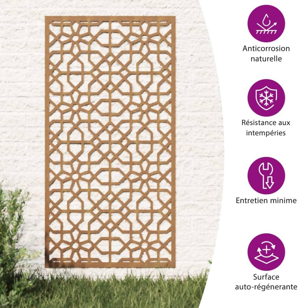 Décoration murale jardin 105x55cm acier corten design mauresque