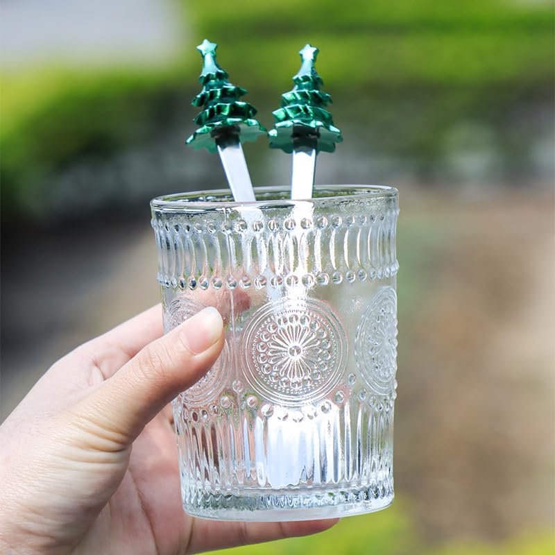 Silverware Flatware Set, 1/4/6 Piece Stainless Steel Tableware Creative Christmas Tree Coffee Spoon Home Coffee Shop Dessert Spoon Spoon Souvenir (Color : Silver, Size : 6Pcs)