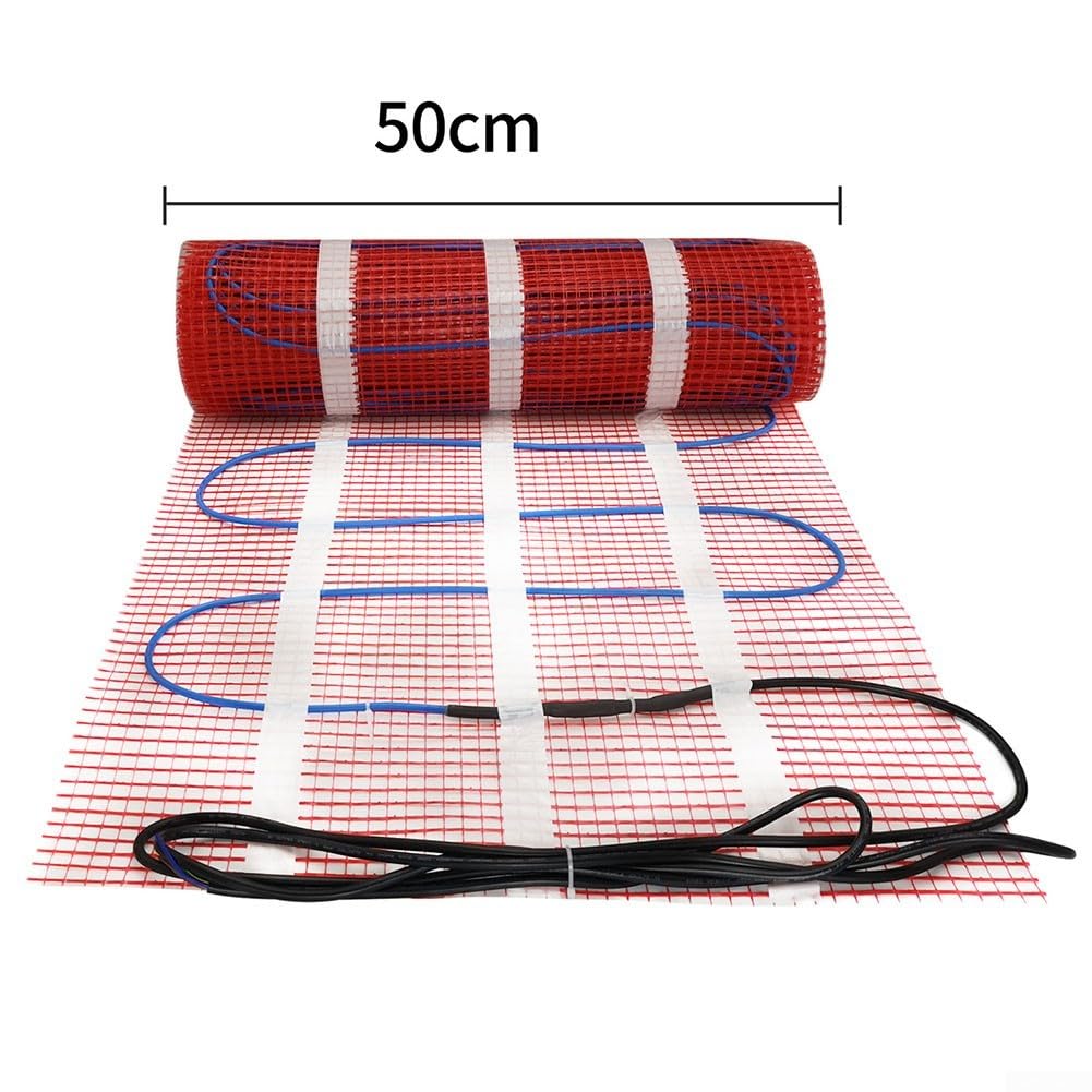 Calefacción tipo cable, almohadilla de calefacción de piso con termostato digital, kit de calefacción por suelo radiante eléctrico (50 cm x 3 m)