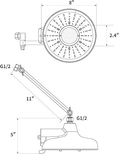 Miniatura 9 de EMBATHER - Cabezal de ducha filtrado con brazo de extensión, cabezal Showrhead de 8 pulgadas de alto rendimiento con 3 ajustes de pulverización,