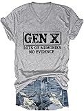 Gen X Shirt Gen X Lots of Memories No Evidence Shirts for Women Man Generation X V Neck Tshirt Grey