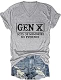 Gen X Shirt Gen X Lots of Memories No Evidence Shirts for Women Man Generation X V Neck Tshirt