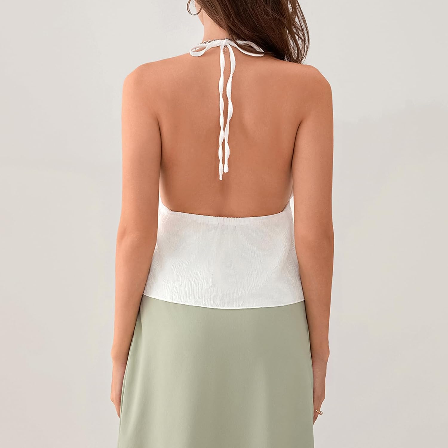 Women Y2k Front Tie Up Crop Tops Summer Sleeveless Backless Halter Neck Camisoles Sexy Going Out Tank Vest - Image 6