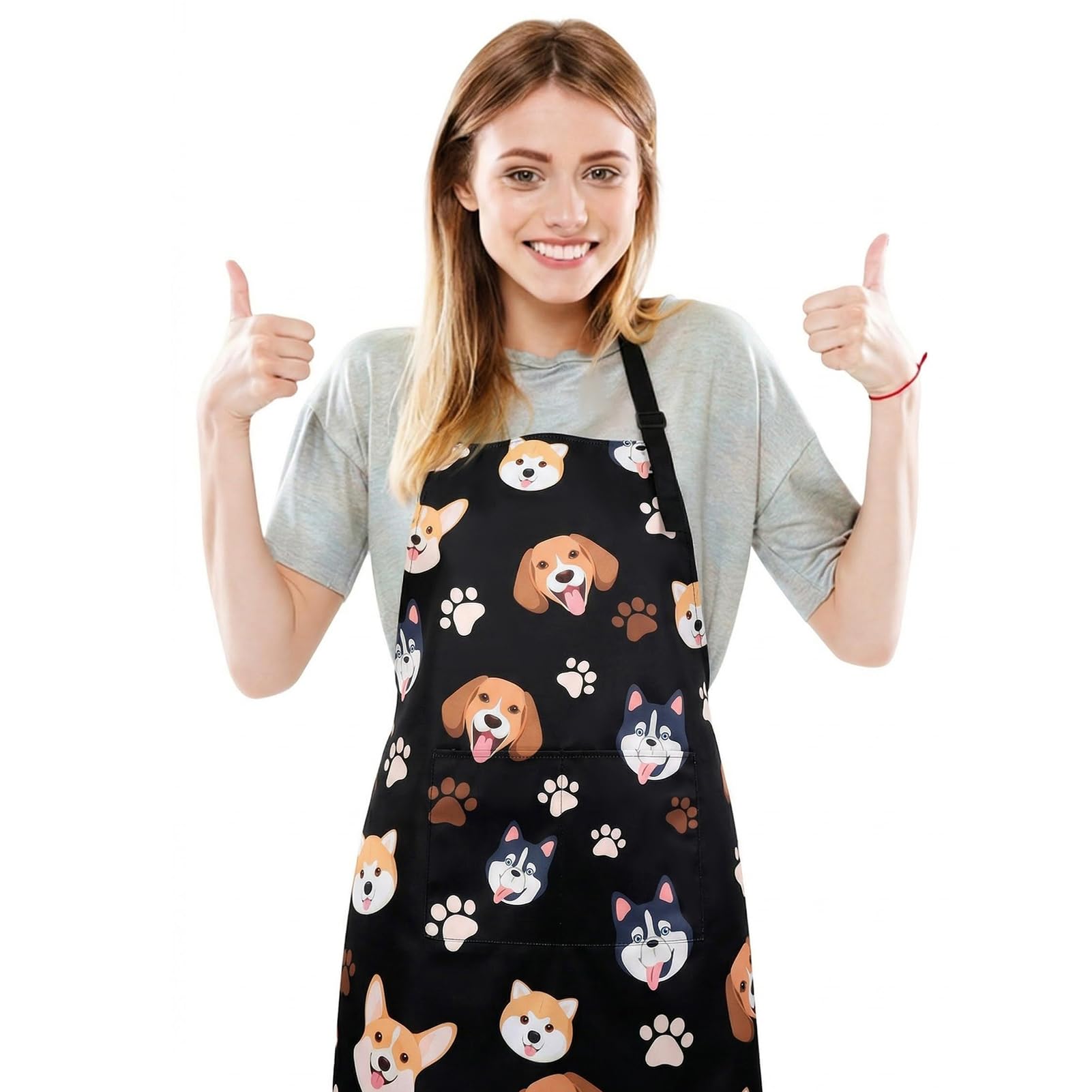 saerryor Waterproof Dog Grooming Apron with 2 Pockets Cute Kitchen Aprons Adjustable Neck Strap Dog Groomer Gifts for dog lovers
