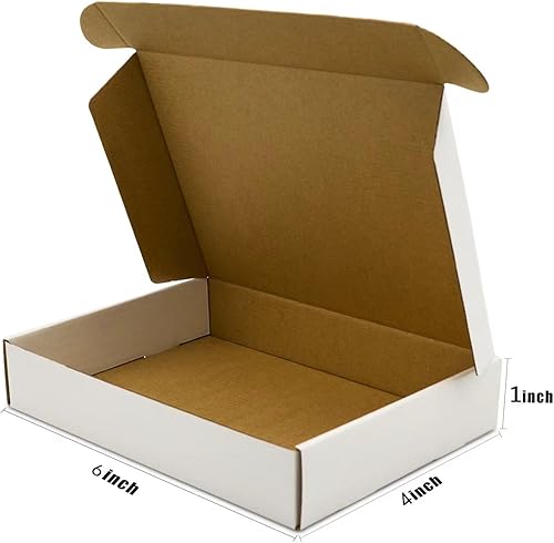Miniatura 2 de Cajas de envío blancas de 6 x 4 x 1 pulgadas, paquete de 25 cajas para pequeñas empresas, cajas de cartón corrugado para envío, embalaje
