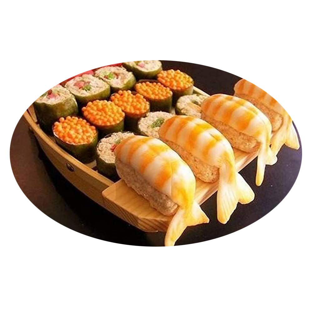 Cabilock Bateau En Forme De Bateau Plateau Sushi en Bois Plateau Sushi Sashimi Plat de Service Collation Service