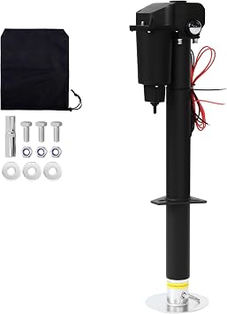 12V Electric Tongue Jack 3500lb A-Frame Heavy Duty Trailer Jack 18 Travel Add 4.5 with The Drop Foot & LED Light for Travel Trailer Camper,Protective Cover Included