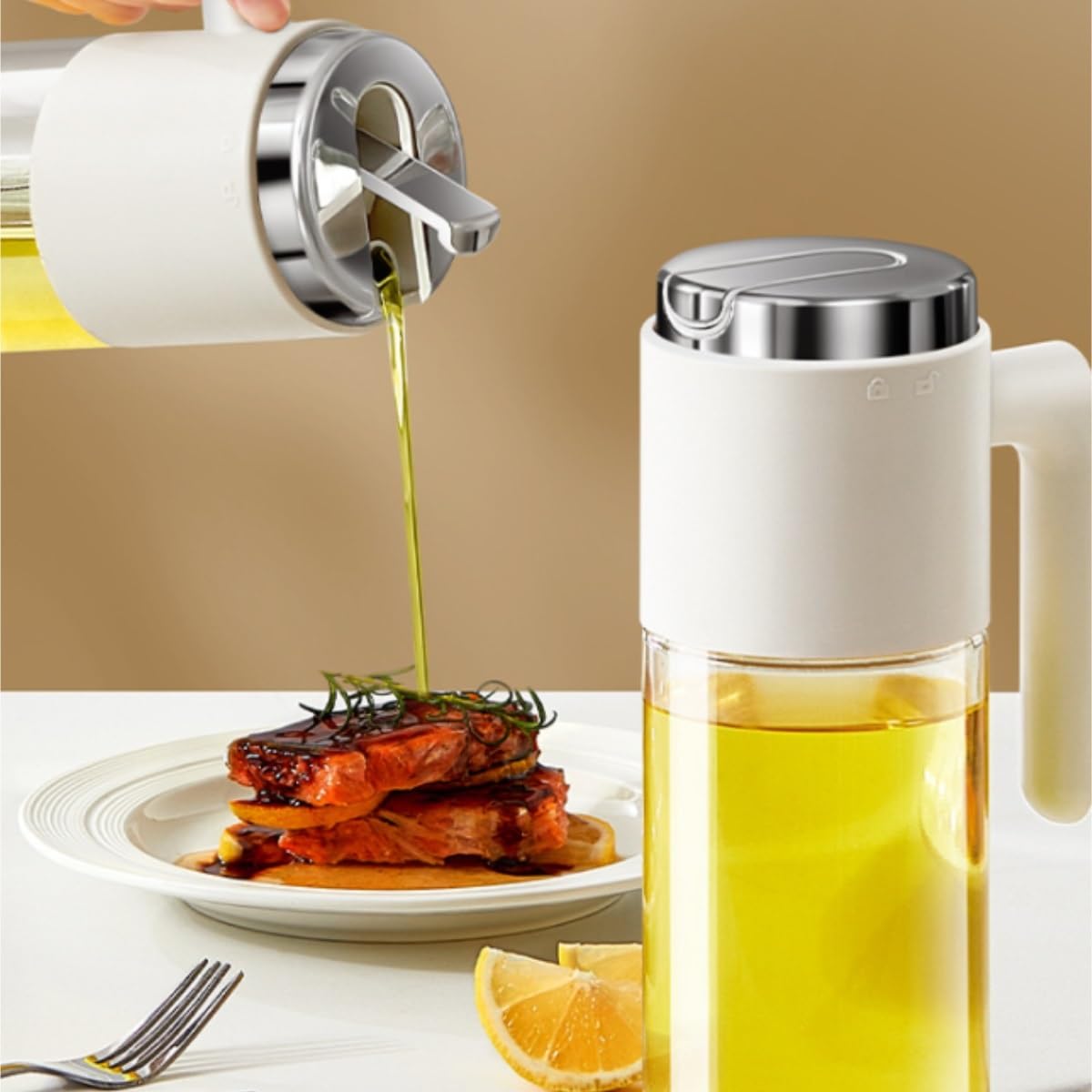 Essig Ölflaschen Set Ölfreies Glasöltopf for Die Küche Zu Hause, Sojasaucen-Gewürzflasche, 3-teiliges Set Küche
