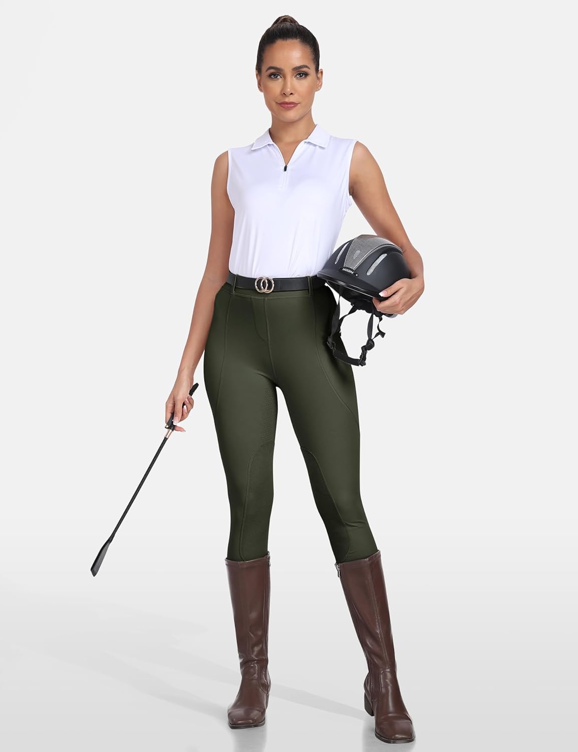 MoFiz Women's Horse Riding Pants Full Seat Silicon Knee-Patch Equestrian Breeches Horseback Schooling Tights Zipper Pockets - Image 7