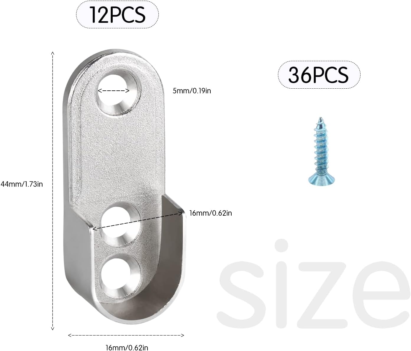 CYIOU 12 Pieces Wardrobe Rail Bracket Oval Zinc Alloy Wardrobe Hanging Pole Fittings Easy Installation and Remove for Wardrobe Cupboard Shower Curtain Rod Flange Support Bracket Sliver - Image 3