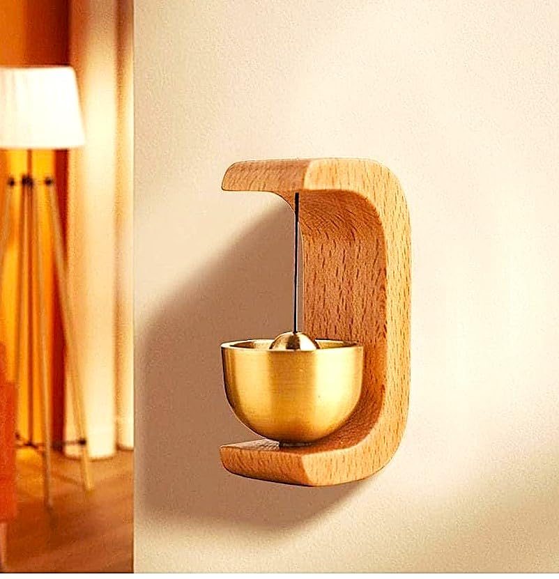 Brass Industry Wooden Door Chime with Brass Bell, Self-Adhesive Magnetic Doorbell, Dopamine Door Bell for Home & Office, Japanese Style Musical Door Chime, for Entrance Alert, Ideal Housewarming Gift-image-11