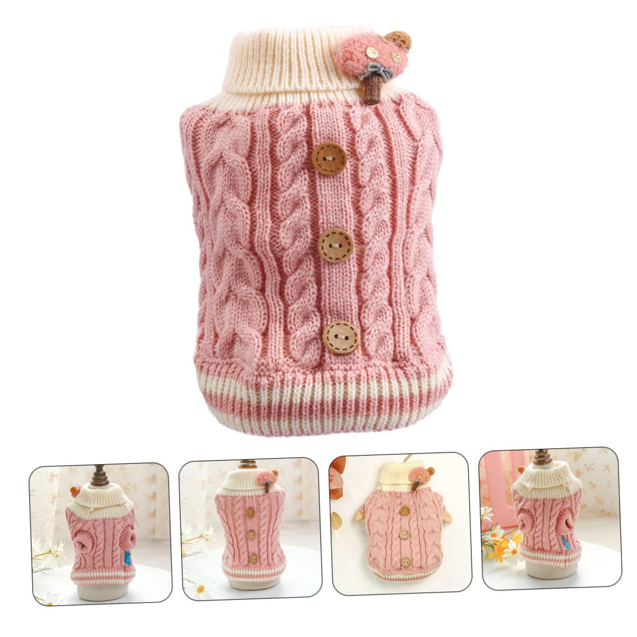 BESPORTBLE 4 Pièces Gilet en Coton pour Chiot Chandail de Chiot vêtements de Chien pour Petits Chiens Fille Tenue d'hiver pour Animal de Compagnie Pull en Laine pour Chat Tenue Automne Hiver