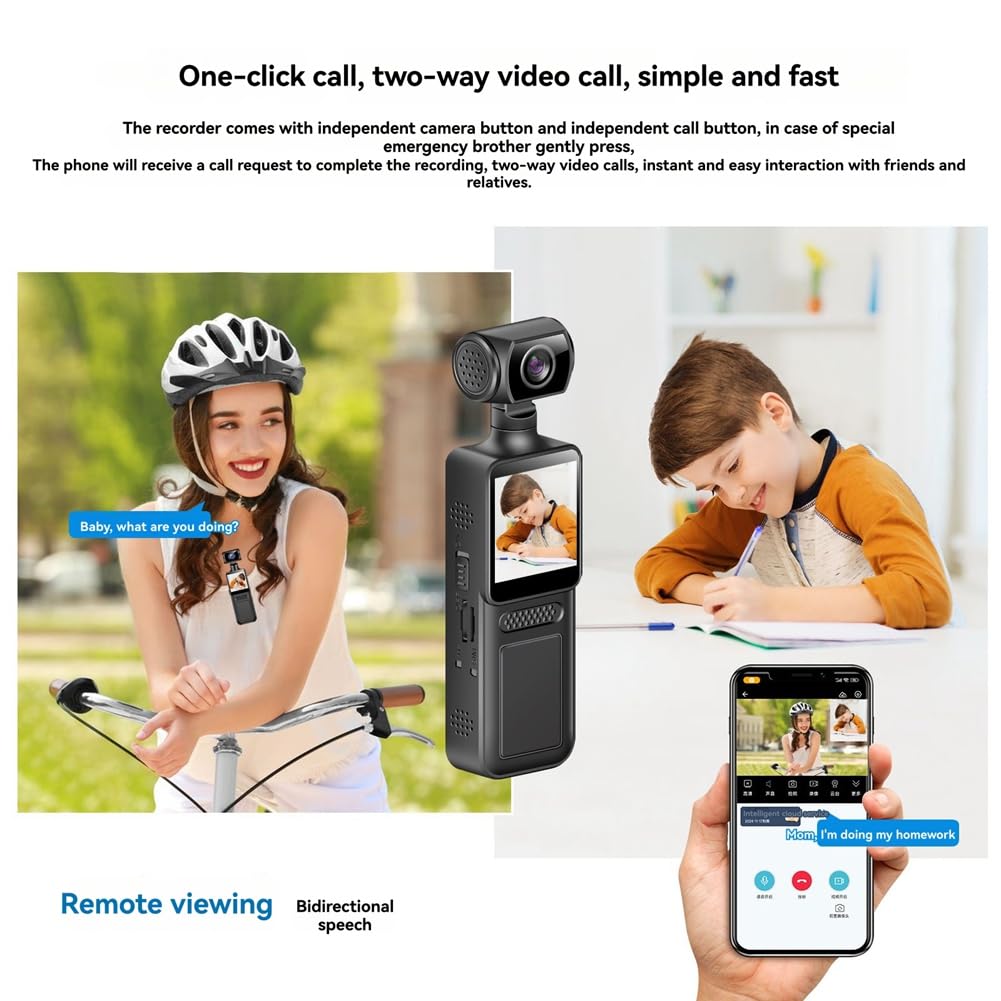 Telecamera Digitale da Tasca 4G Telecamera Indossabile A Corpo Telecamera Registratore per Conducente per Moto con Rotazione A 180 Gradi Telecamera Registratore Portatile per Guidatore 64GB