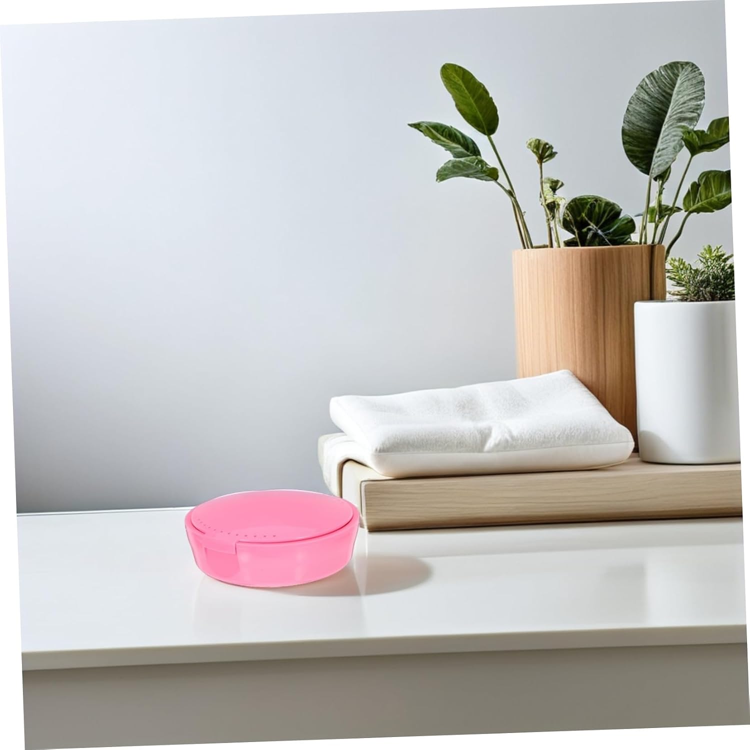 Portable Retainer Case ABS Plastic Box with Mirror, Pink