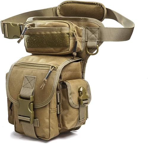 ANTARCTICA Waterproof Military Tactical Drop Leg Pouch Bag Type B Cross Over Leg Rig Outdoor Bike Cycling Hiking Thigh Bag (Brown)