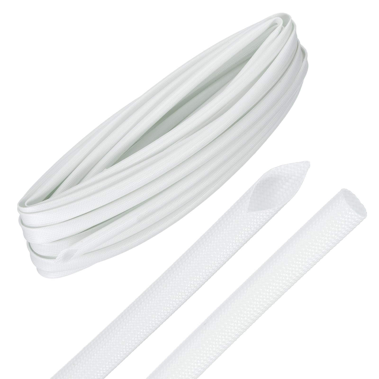MECCANIXITY Funda de cable trenzado de 14,9 m, diámetro interior de 1/4 pulgadas, 200 °C, alta temperatura, 1500 V, de fibra de vidrio, protector de cable de aislamiento, organizador de cables para