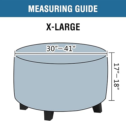 Miniatura 2 de H.VERSAILTEX Fundas otomanas Funda otomana redonda, protector para reposapiés, fundas de taburete de almacenamiento, elásticas con parte inferior
