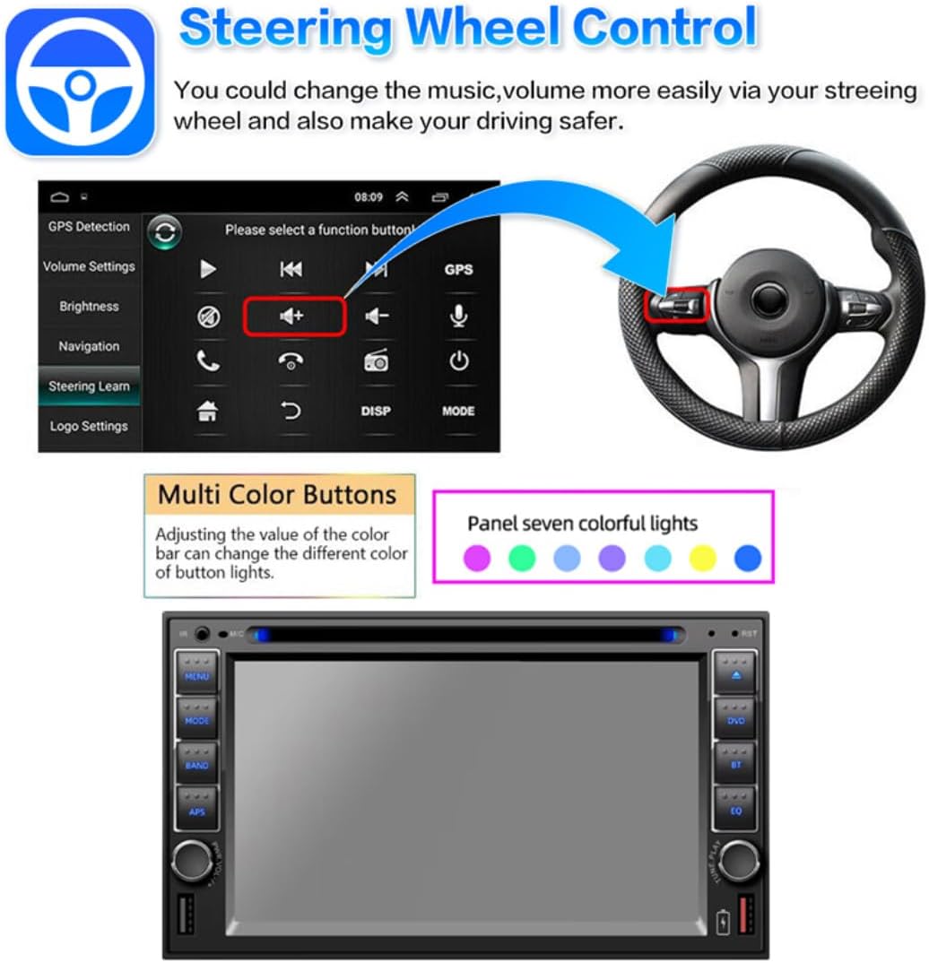 Eaglerich Car Radio with DVD/CD Player 6.5Inch HD Touch Screen Mirrorlink Car Stereo Bluetooth Handsfree USB SD AUX FM Support Steering Wheel Control Autoradio