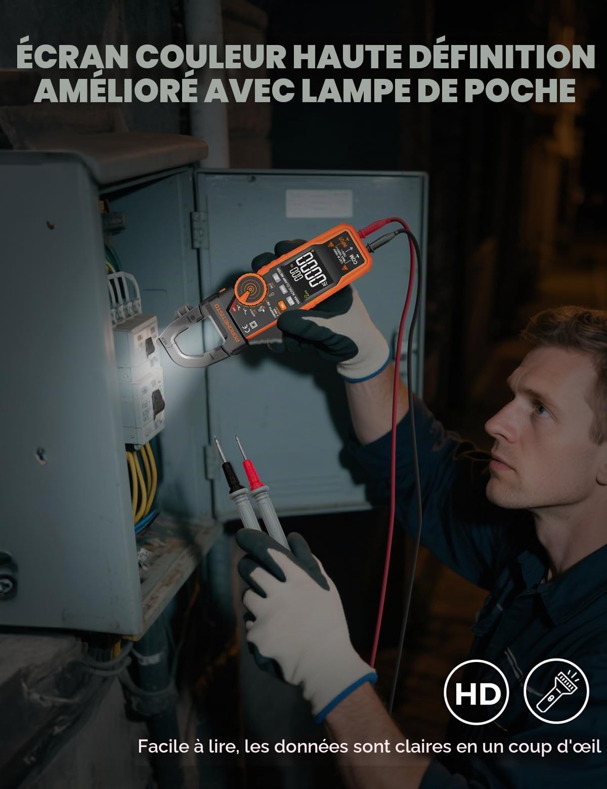 Pince Ampèremétrique Numérique 6000 Comptes Multimètre Digital 1000A avec VFD en LoZ, 1000V CC/750V CA, Voltmètre Ampèremètre Professionnel CM06PRO, Mesure AC/DC, Courant d'Appel, etc