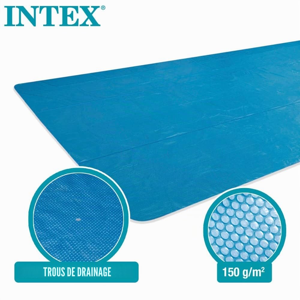 Intex Bâche Solaire rectangulaire pour Ultra Frame - 975 x 488 cm - Épaisseur 160 microns - Dimensions : 960 x 466 cm - 28018 Bleu