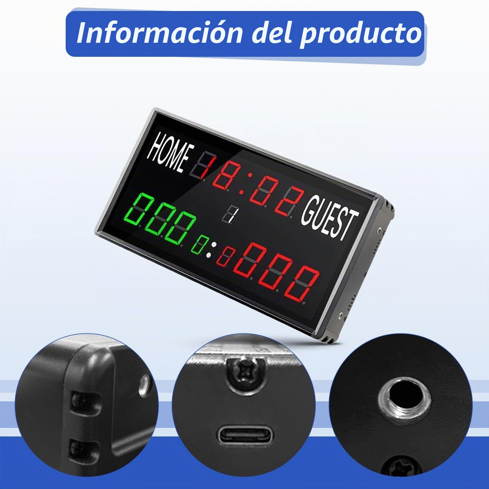 JAOGAUS Marcador Electrónico, Multifuncional LED de Tres dígitos con Control Remoto, Brillo Ajustable y Diseño de Pared para Baloncesto, Fútbol, Tenis, Tenis de Mesa y Bádminton.