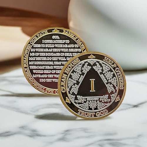 Miniatura 47 de Medallón anónimo de Alcohólicos Anónimos de Plata y Oro 1-60 años (20 años (XX)) Cápsula de Moneda AA Incluida