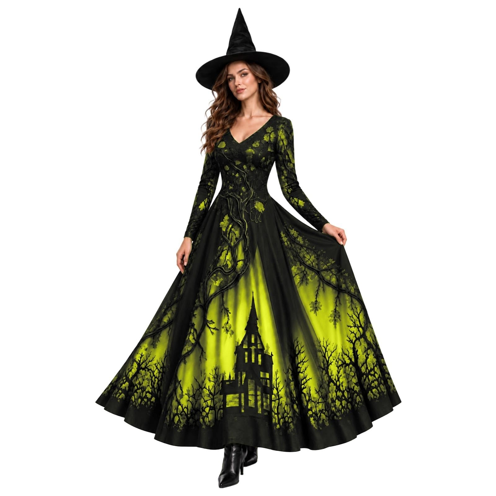Gothic Dress Womens Halloween Costume Adult Medieval Lace and Chiffon Vampire Costume, Vintage Renaissance Medieval, Day Of the Dead Outfit, Party Dresses for Women