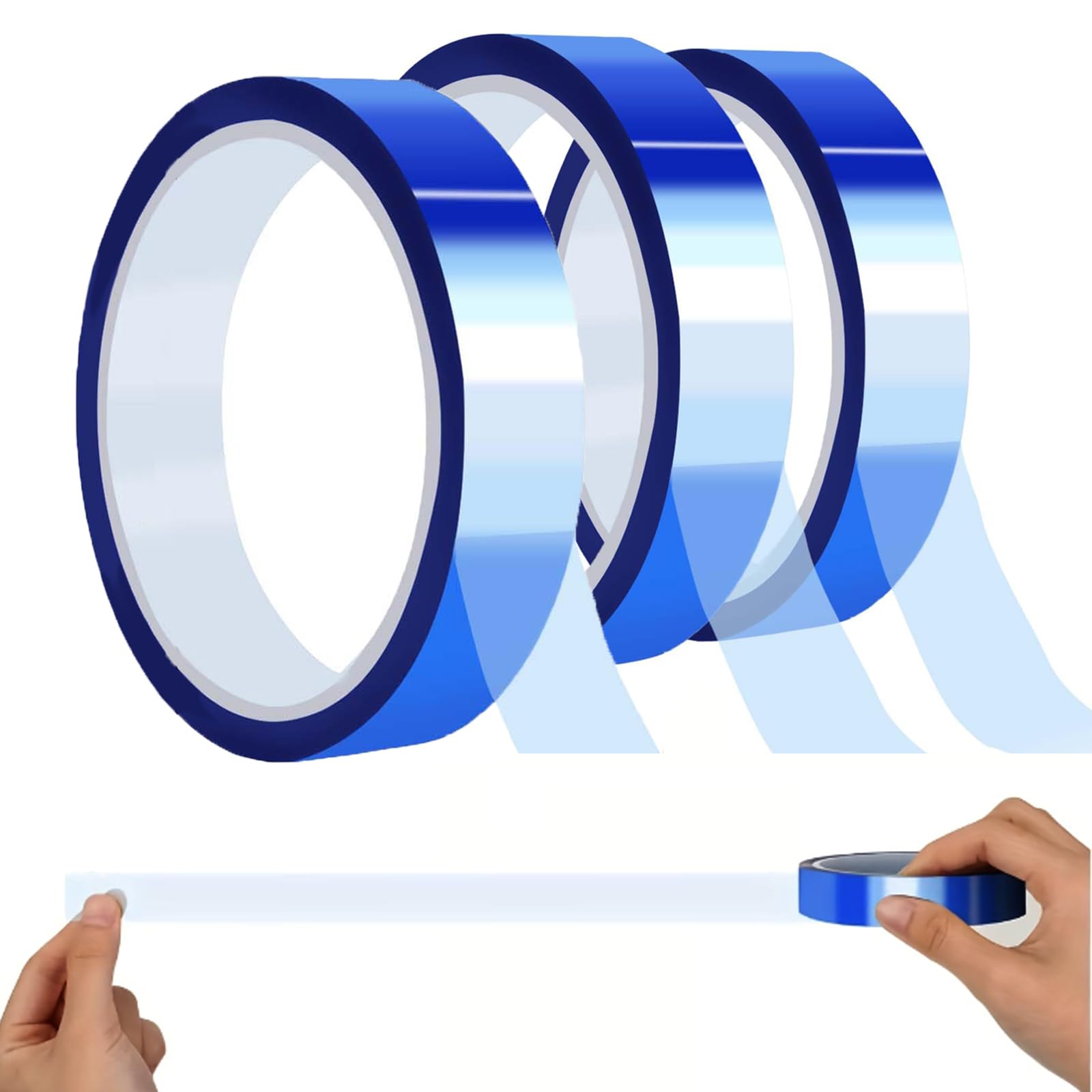 20mm×100m Heat Resistant Tape, Sublimation Tape, 3 RollsHeat Tape Sublimation Resin Tape Blue High Temperature Tape Heat Transfer Tape For Dispenser Soldering And Masking