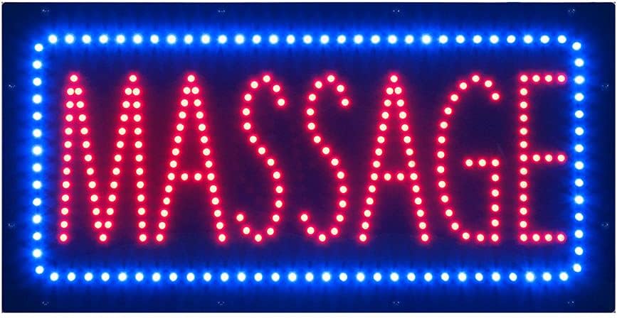 LED Massage Sign for Business, Super Bright LED Open Sign for Massage Therapist, Electric Advertising Display Board for Shop Store Storefront Window Home Decor. (Blue)