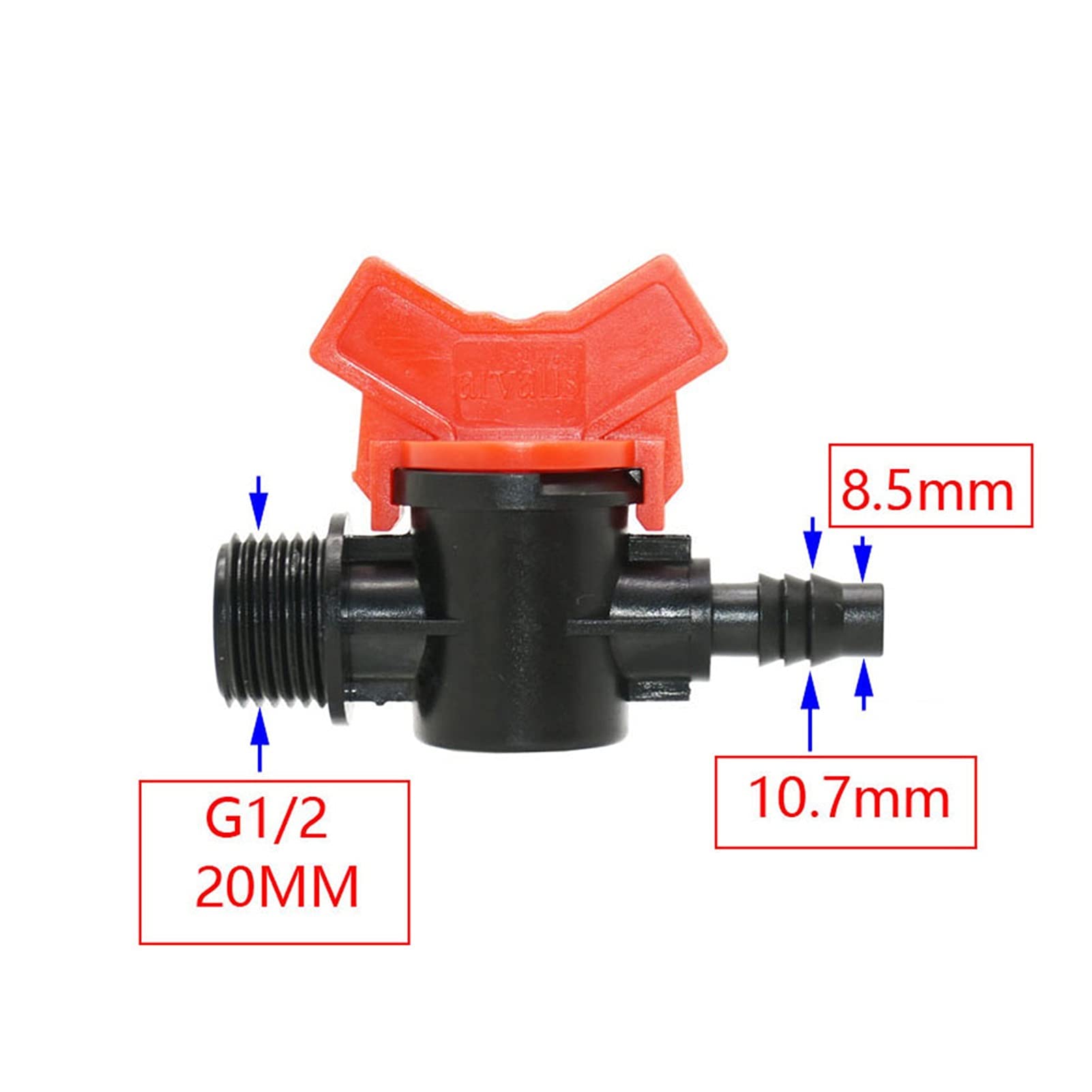Adaptador de Conector de Utilidad Adaptador de Conector de Manguera Rosca de 1/2 3/4 a 8 Mm / 10 Mm / 12 Mm / 14 Mm / 16 Mm / 19 Mm Manguera Válvula de Riego para Grifo de Jardín con Tonelaje de Tubo