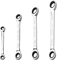 Vista 1 de Jetech Juego de 4 llaves de trinquete de extremo de caja doble, 72 dientes, llaves de engranaje de trinquete CR-V, llave de engranaje resistente