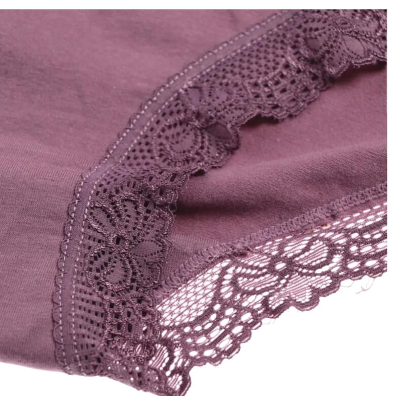 OLEETS Bragas Tanga De Mujer - 5 Unids/Set De Bragas De Algodón para Mujer, Ropa Interior De Encaje De Cintura Media De Talla Grande, Tangas Suaves Y Sexis De Moda