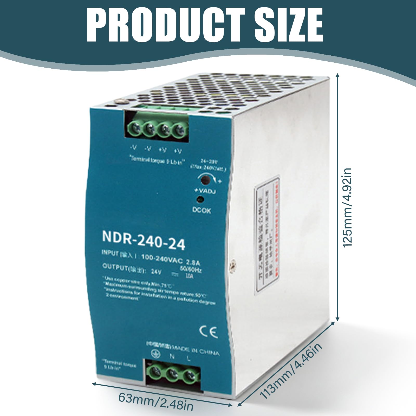 Fuente de alimentación de 24 V, 240 W, 10 A: transformador de 100 – 240 V a 24 V, fuente de alimentación conmutada para automatización industrial, protección contra sobretensiones, sobrecargas