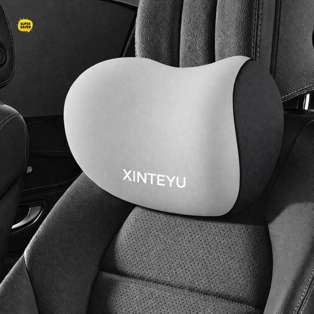 ZILANTA Car Neck Rest Pillow Neck Supporter Adjustable Strap & Removable Breathable Cover Memory Foam Pillow Cervical Support for Car & Office Head Rest Cushion Neck Pain Relief for Long Drive, Black