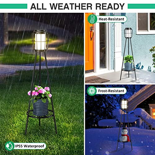 2-Pack-Solar-Lights-Outdoor-with-Plant-Stands-Solar-Floor-Lamp-Solar-Powered-Street-Lights-Metal-Tripod-Deck-Lights-Patio-Decor-for-Garden-Yard-Pathway-Driveway-Porch 2 Pack Solar Lights Outdoor with Plant Stands Solar Floor Lamp Solar Powered Street Lights Metal Tripod Deck Lights Patio Decor for Garden Yard Pathway Driveway Porch