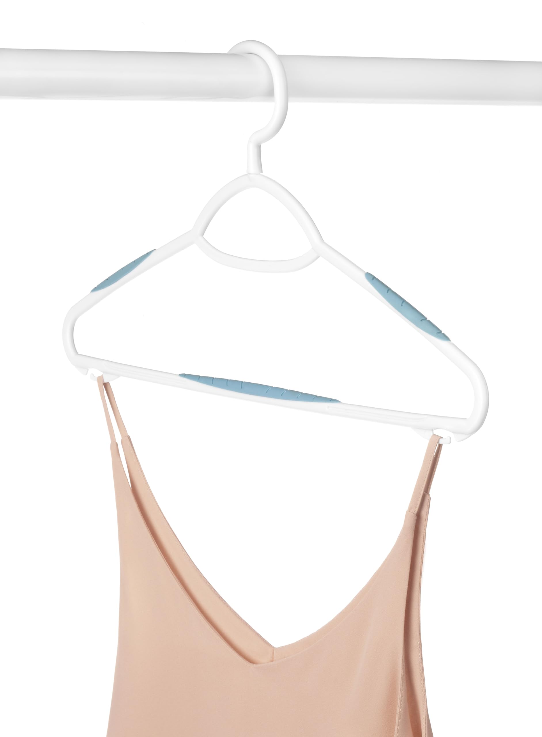 Whitmor Lot de 20 cintres fins avec crochet pivotant Blanc et bleu